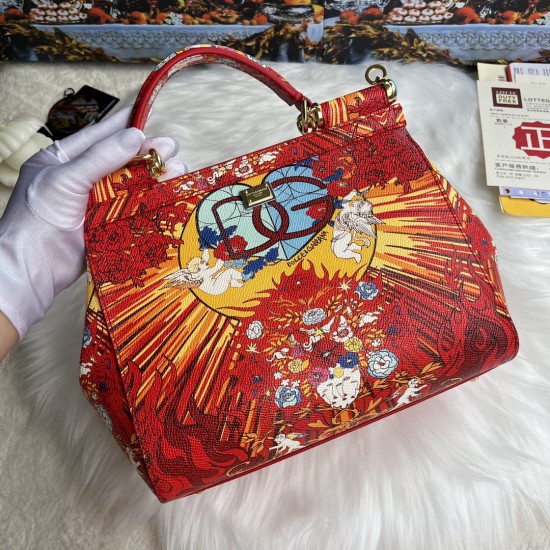 480 [Dolce Gabbana] Cowhide print, crossbody/carrying, with mirror, overseas purchasing special products, fashionable and aura, brand new bag style, any combination can be as long as there is a fashionable heart, you can keep it clearly, when and where DG
