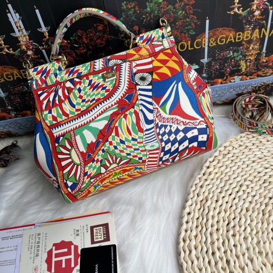 480 [Dolce Gabbana] Cowhide print, crossbody/carrying, with mirror, overseas purchasing special products, fashionable and aura, brand new bag style, any combination can be as long as there is a fashionable heart, you can keep it clearly, when and where DG