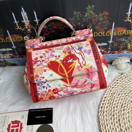 480 [Dolce Gabbana] Cowhide print, crossbody/carrying, with mirror, overseas purchasing special products, fashionable and aura, brand new bag style, any combination can be as long as there is a fashionable heart, you can keep it clearly, when and where DG