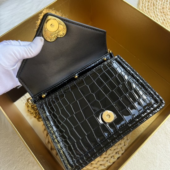 530 [Dolce Gabbana] Chain hand-held crossbody bag model number: 6613 crocodile pattern Top original list ➰Delicious handmade Imported cowhide with original hardware bag body top handmade oil edges The favorite of many celebrities, crossbody can be crossbo