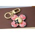 45 Donkey House Sun Flower Keychain Pendant Series Flowers Red and White Strips Flowers Golden Round Face Design ➕Back Black Background Red Letter Flower Picture Color 1️⃣ Color️