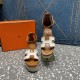 Herms/Hermès [Celebration] [Celebration] Heeled rope sandal series ① Fabric: cowhide/special fabric ⑥ Inner footbed: sheepskin ③ Outsole: genuine leather outsole ④ Heel height: front sole 4.5cm thick / heel height 8cm ⑤Size: 35-39 (customized by 40/41/42)
