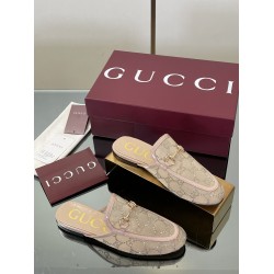 ✌️Gucci✌️Hot-up version is launched in 2025 early autumn new GUCCi high-end boutique semi-slippers 325 Gucci [Paint Leather G G Crystal] mesh diamond luxury crystal Loaf Baotou slippers top purchasing quality!The original version is replicated 1:1, and ev