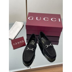 ✌️Gucci✌️Hot-up version is on the market [Women's] 2025 early autumn latest GUCCI horse buckle heel 2 wear single shoes deer leather frosted leather loafer casual driving shoes 360 fabric: imported suede mercerated beef reverse velvet delicate retro feel,