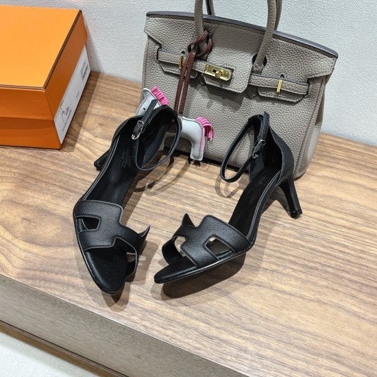 Palmprint. Heel height 7cm Hermes top version. High-heeled sandals 350Herm early spring counter new high-heeled sandal series ✔️Upper: Epson leather suede palm print ✔️Inner: Imported mixed-bred sheepskin ✔️Heel height: 7cm 9cm 10.5cm ✔️outsole: Original 