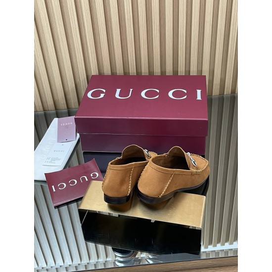 ✌️Gucci✌️Hot-up version is on the market [Women's] 2025 early autumn latest GUCCI horse buckle heel 2 wear single shoes deer leather frosted leather loafer casual driving shoes 360 fabric: imported suede mercerated beef reverse velvet delicate retro feel,