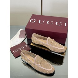 ✌️Gucci✌️Hot-up Gucci✌️New 2025 Early Autumn GUCCi high-end boutique single shoes 340 Gucci [Paint Leather G G Crystal] mesh diamond luxury crystal loafers top purchasing quality!The original version is replicated 1:1, and every detail has been carefully 