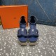 Herms/Hermès [Celebration] [Celebration] Heeled rope sandal series ① Fabric: cowhide/special fabric ⑥ Inner footbed: sheepskin ③ Outsole: genuine leather outsole ④ Heel height: front sole 4.5cm thick / heel height 8cm ⑤Size: 35-39 (customized by 40/41/42)