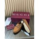 ✌️Gucci✌️Hot-up version is on the market [Women's] 2025 early autumn latest GUCCI horse buckle heel 2 wear single shoes deer leather frosted leather loafer casual driving shoes 360 fabric: imported suede mercerated beef reverse velvet delicate retro feel,
