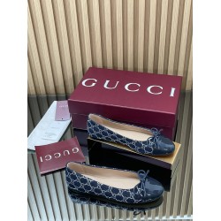 ✌️Gucci✌️Hot-end products are on the market...GuCC high-end quality 2025 overseas early autumn series new flat-heel crystal diamond double G G denim ballet shoes 360 bow small double G button new small round toe shoes classic exquisite elegant playful fas