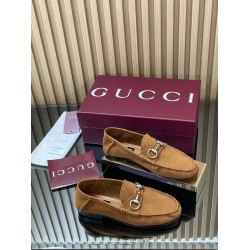 ✌️Gucci✌️Hot-up version is on the market [Women's] 2025 early autumn latest GUCCI horse buckle heel 2 wear single shoes deer leather frosted leather loafer casual driving shoes 360 fabric: imported suede mercerated beef reverse velvet delicate retro feel,