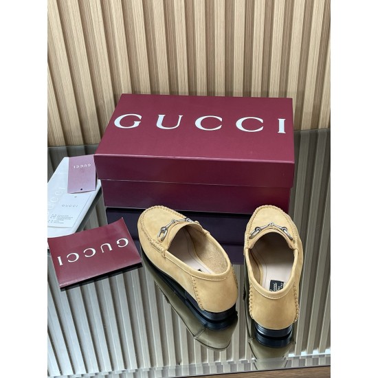 ✌️Gucci✌️Hot-up version is on the market [Women's] 2025 early autumn latest GUCCI horse buckle heel 2 wear single shoes deer leather frosted leather loafer casual driving shoes 360 fabric: imported suede mercerated beef reverse velvet delicate retro feel,