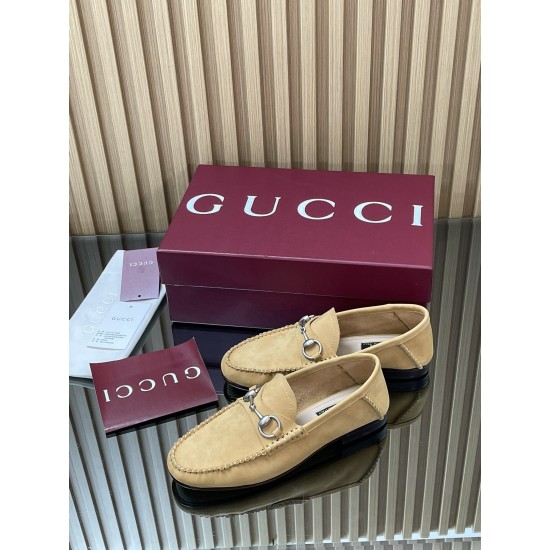 ✌️Gucci✌️Hot-up version is on the market [Women's] 2025 early autumn latest GUCCI horse buckle heel 2 wear single shoes deer leather frosted leather loafer casual driving shoes 360 fabric: imported suede mercerated beef reverse velvet delicate retro feel,