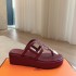 Hermes... a Eclair slippers 2024 new product + hot series of shoes with light soles, with a certain thickness that increases the height and makes your legs look longer!Body, breathable and comfortable technology fabric!A single item that combines color co