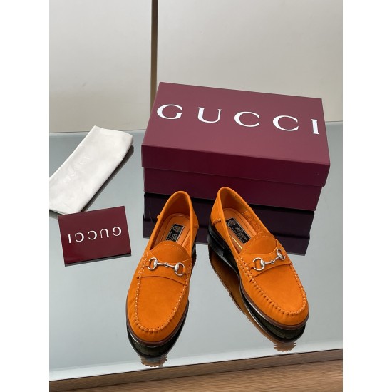 ✌️Gucci✌️Hot-up version is on the market [Women's] 2025 early autumn latest GUCCI horse buckle heel 2 wear single shoes deer leather frosted leather loafer casual driving shoes 360 fabric: imported suede mercerated beef reverse velvet delicate retro feel,
