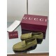 ✌️Gucci✌️Hot-up version is on the market [Women's] 2025 early autumn latest GUCCI horse buckle heel 2 wear single shoes deer leather frosted leather loafer casual driving shoes 360 fabric: imported suede mercerated beef reverse velvet delicate retro feel,