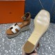 Herms/Hermès [Celebration] [Celebration] Heeled rope sandal series ① Fabric: cowhide/special fabric ⑥ Inner footbed: sheepskin ③ Outsole: genuine leather outsole ④ Heel height: front sole 4.5cm thick / heel height 8cm ⑤Size: 35-39 (customized by 40/41/42)