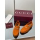 ✌️Gucci✌️Hot-up version is on the market [Women's] 2025 early autumn latest GUCCI horse buckle heel 2 wear single shoes deer leather frosted leather loafer casual driving shoes 360 fabric: imported suede mercerated beef reverse velvet delicate retro feel,