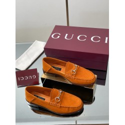 ✌️Gucci✌️Hot-up version is on the market [Women's] 2025 early autumn latest GUCCI horse buckle heel 2 wear single shoes deer leather frosted leather loafer casual driving shoes 360 fabric: imported suede mercerated beef reverse velvet delicate retro feel,