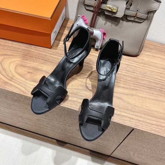 Palmprint. Heel height 7cm Hermes top version. High-heeled sandals 350Herm early spring counter new high-heeled sandal series ✔️Upper: Epson leather suede palm print ✔️Inner: Imported mixed-bred sheepskin ✔️Heel height: 7cm 9cm 10.5cm ✔️outsole: Original 