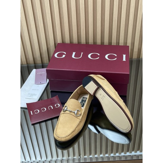 ✌️Gucci✌️Hot-up version is on the market [Women's] 2025 early autumn latest GUCCI horse buckle heel 2 wear single shoes deer leather frosted leather loafer casual driving shoes 360 fabric: imported suede mercerated beef reverse velvet delicate retro feel,