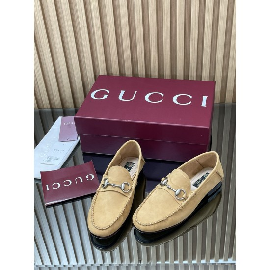 ✌️Gucci✌️Hot-up version is on the market [Women's] 2025 early autumn latest GUCCI horse buckle heel 2 wear single shoes deer leather frosted leather loafer casual driving shoes 360 fabric: imported suede mercerated beef reverse velvet delicate retro feel,