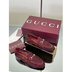 ✌️Gucci✌️Hot-up version is on the market...✌️✌️2025 early autumn new GUCCi high-end boutique single shoes 340 Gucci [Paint Leather G G Crystal] mesh diamond luxury crystal loafers top purchasing quality!The original version is replicated 1:1, and every de