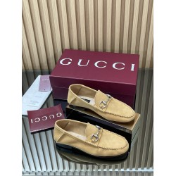 ✌️Gucci✌️Hot-up version is on the market [Women's] 2025 early autumn latest GUCCI horse buckle heel 2 wear single shoes deer leather frosted leather loafer casual driving shoes 360 fabric: imported suede mercerated beef reverse velvet delicate retro feel,