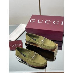 ✌️Gucci✌️Hot-up version is on the market [Women's] 2025 early autumn latest GUCCI horse buckle heel 2 wear single shoes deer leather frosted leather loafer casual driving shoes 360 fabric: imported suede mercerated beef reverse velvet delicate retro feel,