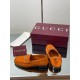✌️Gucci✌️Hot-up version is on the market [Women's] 2025 early autumn latest GUCCI horse buckle heel 2 wear single shoes deer leather frosted leather loafer casual driving shoes 360 fabric: imported suede mercerated beef reverse velvet delicate retro feel,
