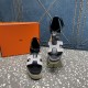 Herms/Hermès [Celebration] [Celebration] Heeled rope sandal series ① Fabric: cowhide/special fabric ⑥ Inner footbed: sheepskin ③ Outsole: genuine leather outsole ④ Heel height: front sole 4.5cm thick / heel height 8cm ⑤Size: 35-39 (customized by 40/41/42)