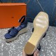 Herms/Hermès [Celebration] [Celebration] Heeled rope sandal series ① Fabric: cowhide/special fabric ⑥ Inner footbed: sheepskin ③ Outsole: genuine leather outsole ④ Heel height: front sole 4.5cm thick / heel height 8cm ⑤Size: 35-39 (customized by 40/41/42)